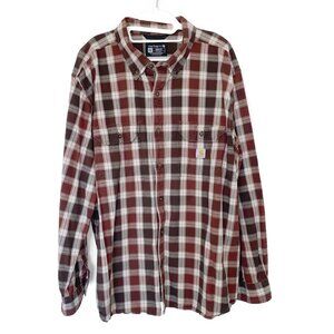 Carhartt Men's Plaid Shirt - Red and White